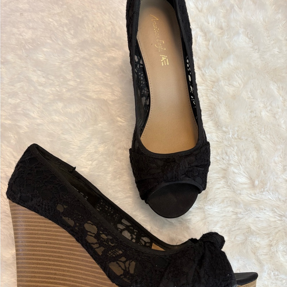 American Eagle Outfitters Black and Brown Wedge Shoes